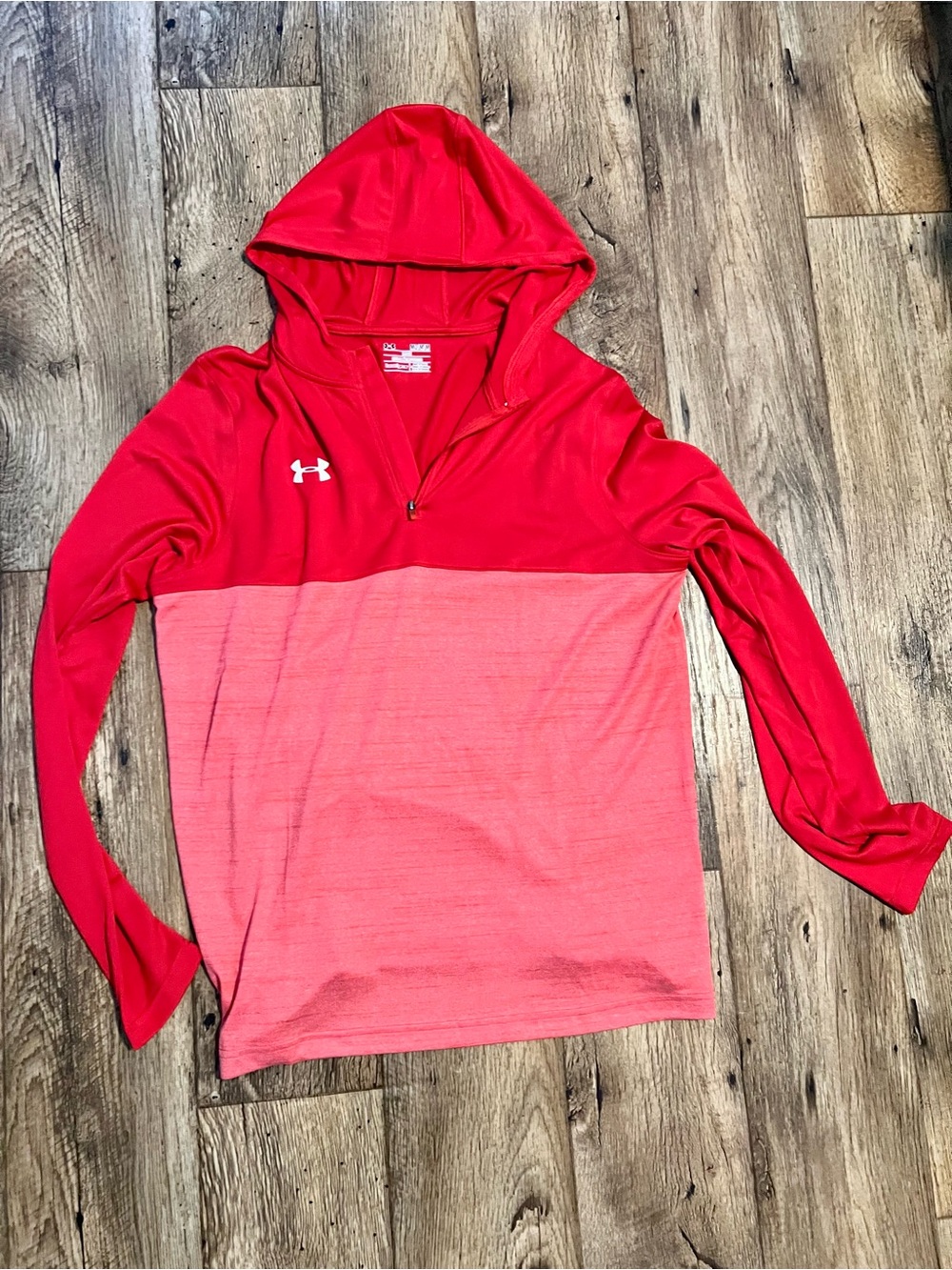 Under Armour Red and Coral Hooded Pullover